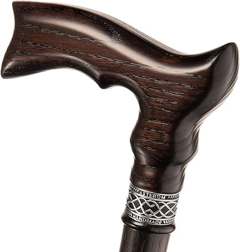 Bastón ergonómico personalizado para hombres y mujeres, elegante bastón de madera de roble con grabado