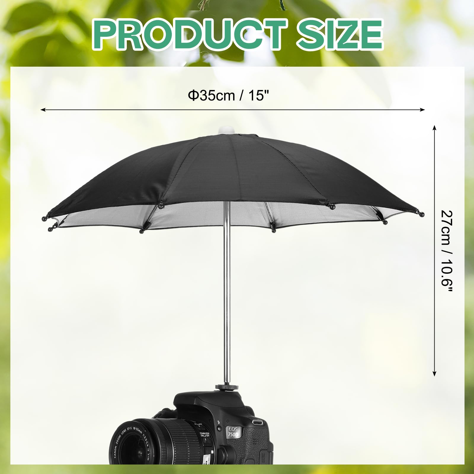 PATIKIL Parasol do aparatu, 38 cm osłona przeciwsłoneczna kamera gorąca stopka parasol osłona przeciwdeszczowa ochraniacz do Nikon, czarny
