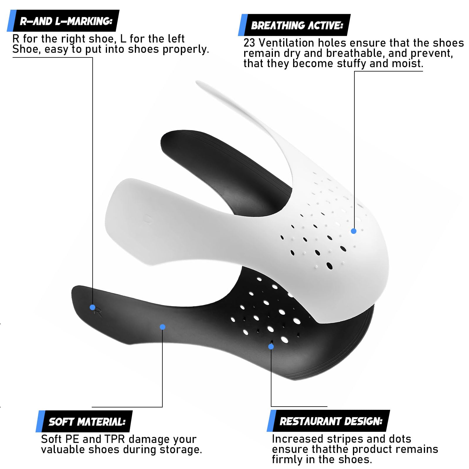 4 unidades de zapatos antiarrugas para zapatillas, ajuste óptimo y protección para hombre y mujer