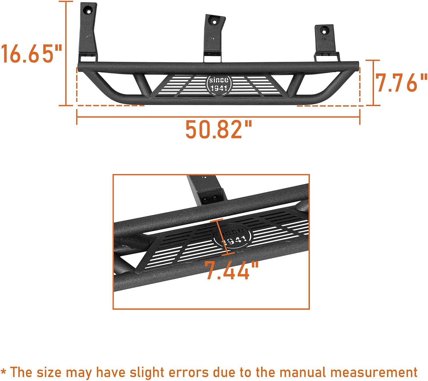 Hooke Road Wrangler YJ Tubular Side Step Bar Running Boards for Jeep Wrangler YJ 1987 1988 1989 1990 1991 1992 1993 1994 1995