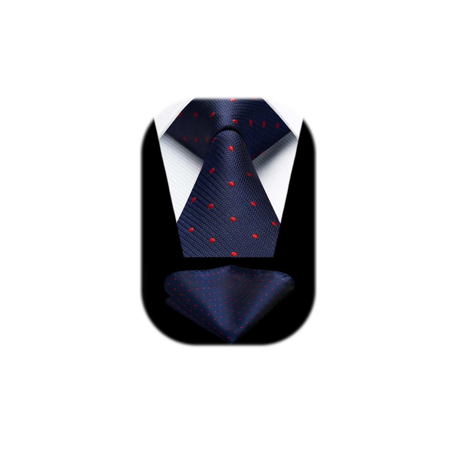 HISDERN Dot Ties for Men Wedding Tie Handkerchief Formal Business Necktie & Pocket Square Set