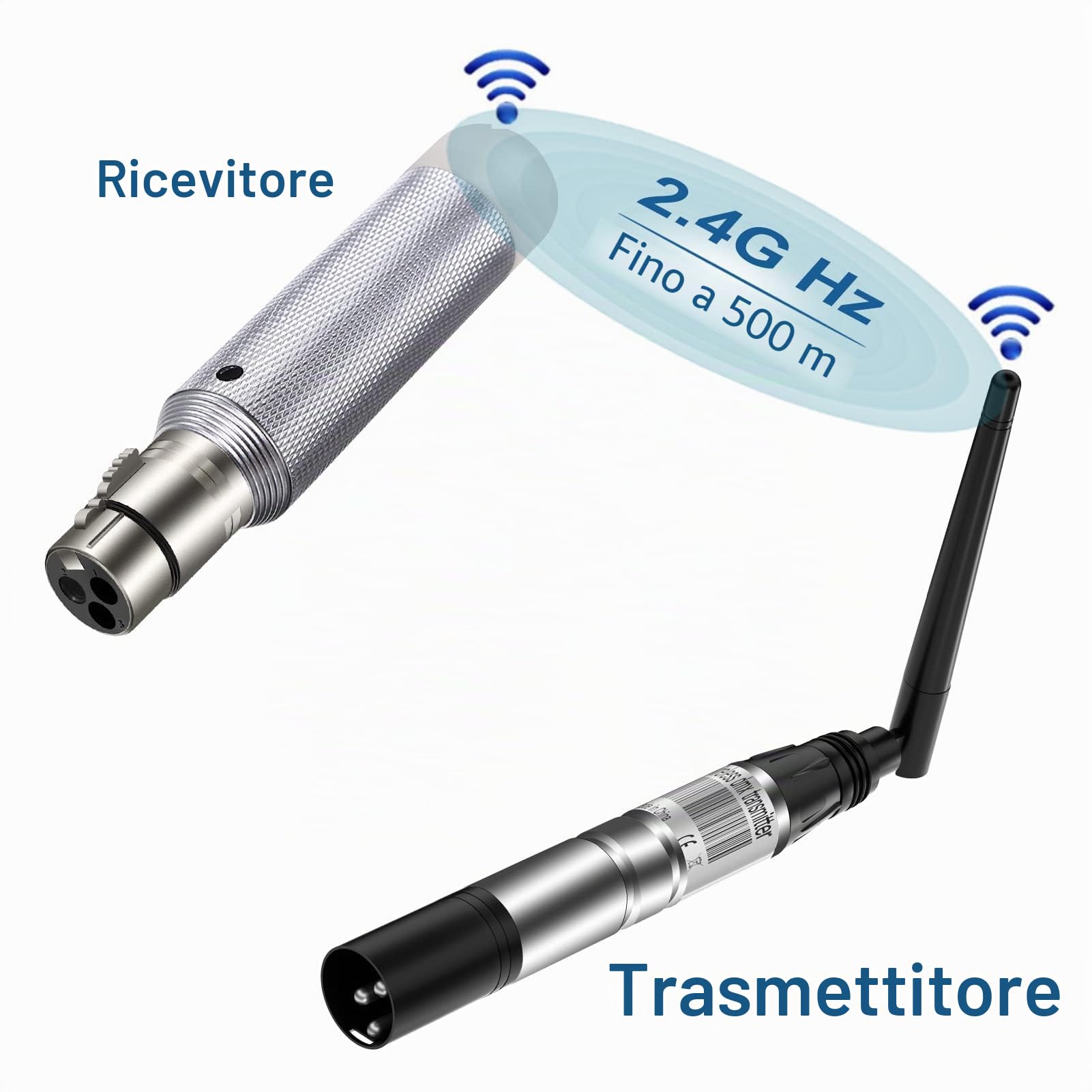 Confezione da 4 dmx512 Maschio/Femmina trasmettitori wireless/ricevitore wireless ricaricabile 2.4G ISM dmx512 Controller per illuminazione palcoscenico