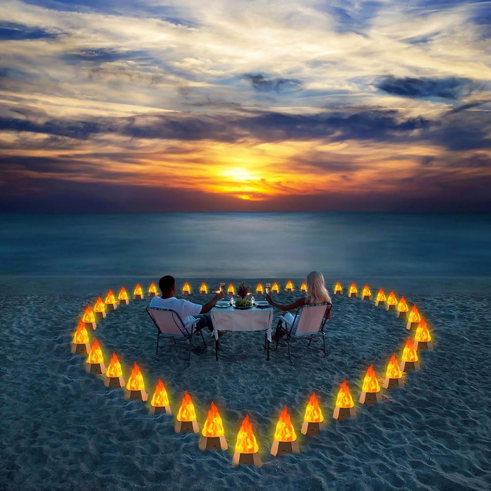 AoLa 3D Künstliche Flamme Lampe Kabellos Flammenlampe Akku 1200mAh 3 Modi LED Simulation Flamme Lampe lnnen USB Wiederaufladbar Tischlampe mit Flamme Effekt Tragbar Deko Nachtlicht, 4 Stück