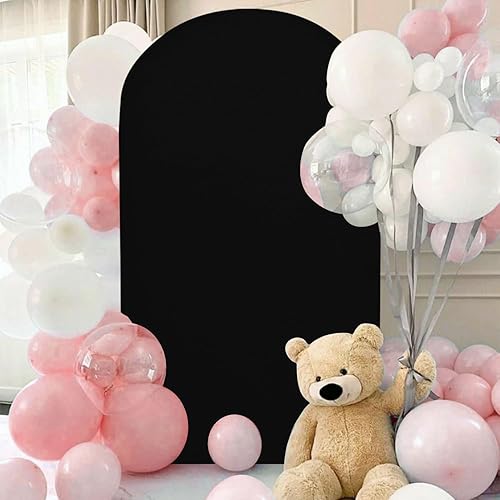 Miniatura 5 de FANPROMS Cubierta de arco negra de 6 pies, cubierta de arco de Chiara para marco de arco de globo, cubierta de arco de elastano, cubierta de arco de