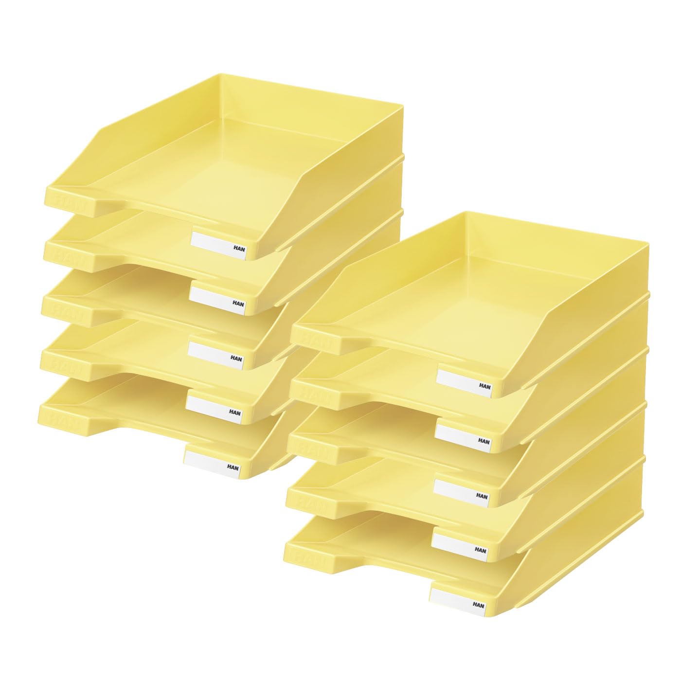 HAN Classic Letter Tray, Pack of 10, Modern, Stackable Shelf in Fresh Design up to A4/C4 Format, 1027-X-815, Pastel Yellow