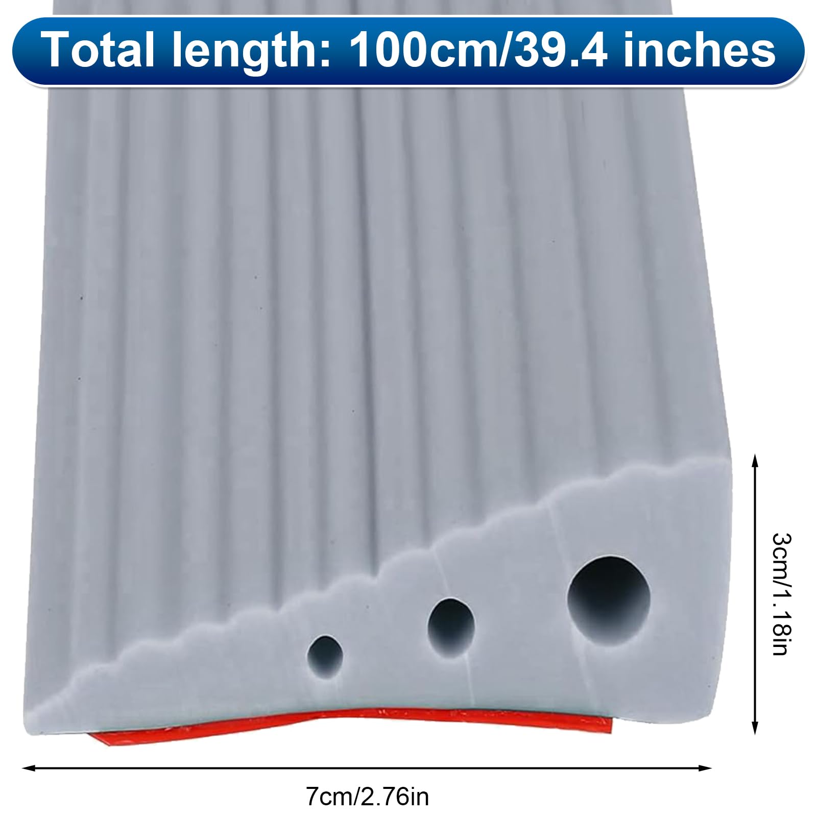 Rampa di Soglia per Porta in TPE, Altezza 3 cm, Carico Max 500 kg, Antiscivolo | per Sedie a Rotelle (Elettriche), Passeggini, Robot Aspirapolvere, Disabili | Design Resistente (Grigio, 100x7x3cm)