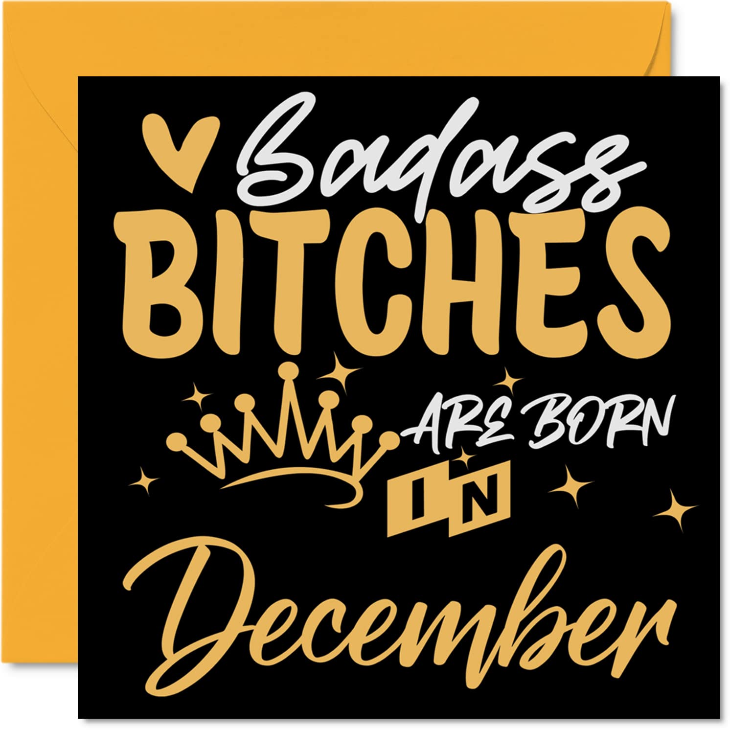 Funny Birthday Cards for Women Her - Badass Bitches Are Born In December - Happy Birthday Cards for Friend Girlfriend Wife Daughter Sister Auntie Mum Granny, 145mm Humour Greeting Gift