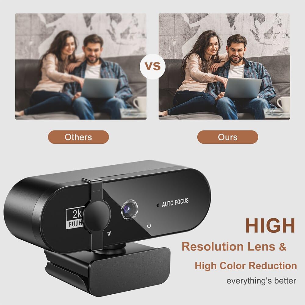4K Webcam 1080P Mini Camera 2K Full HD with Microphone 30fps USB Web Cam for Auto PC Laptop Video Shooting(2K set)