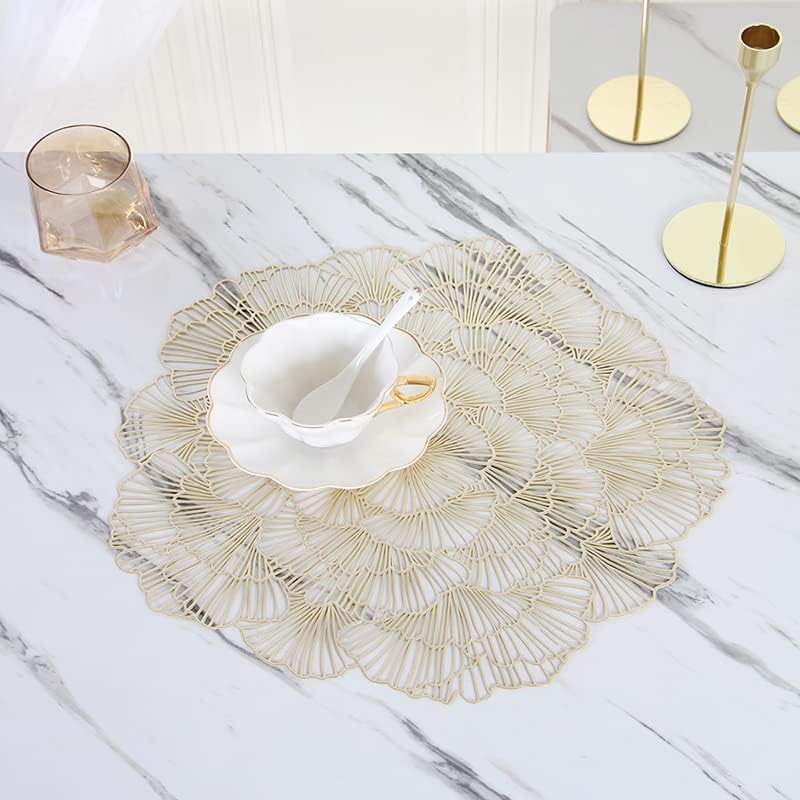 Miniatura 4 de 6 manteles individuales de vinilo antideslizante de 15 pulgadas (dorado-B, 6)