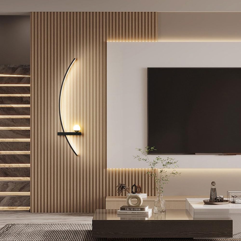 Aplique De Pared LED Moderno Lámpara De Pared Lineal De Metal Aplique De Pared LED para Interiores Iluminación Lámpara De Pared Circular para Sala De Estar Porche Pasillo Baño Mesita De Noc