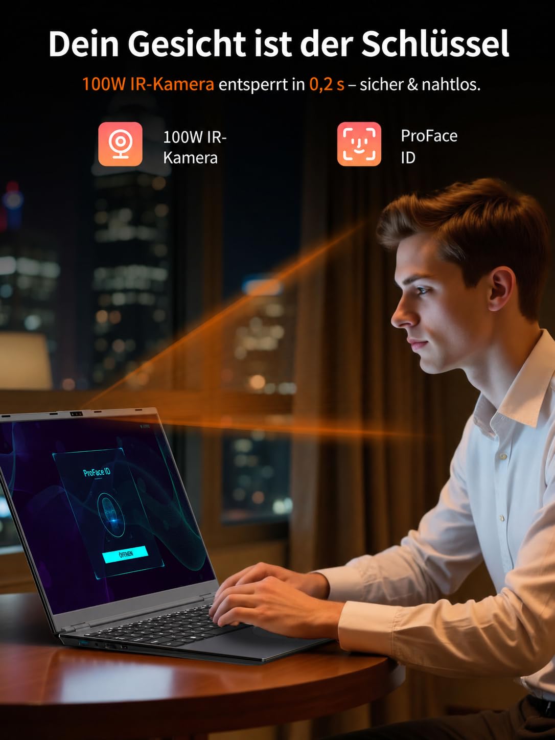 Amita 16 Zoll Touchscreen Laptop i3-8109U, 16GB RAM, SSD Gesichtserkennung