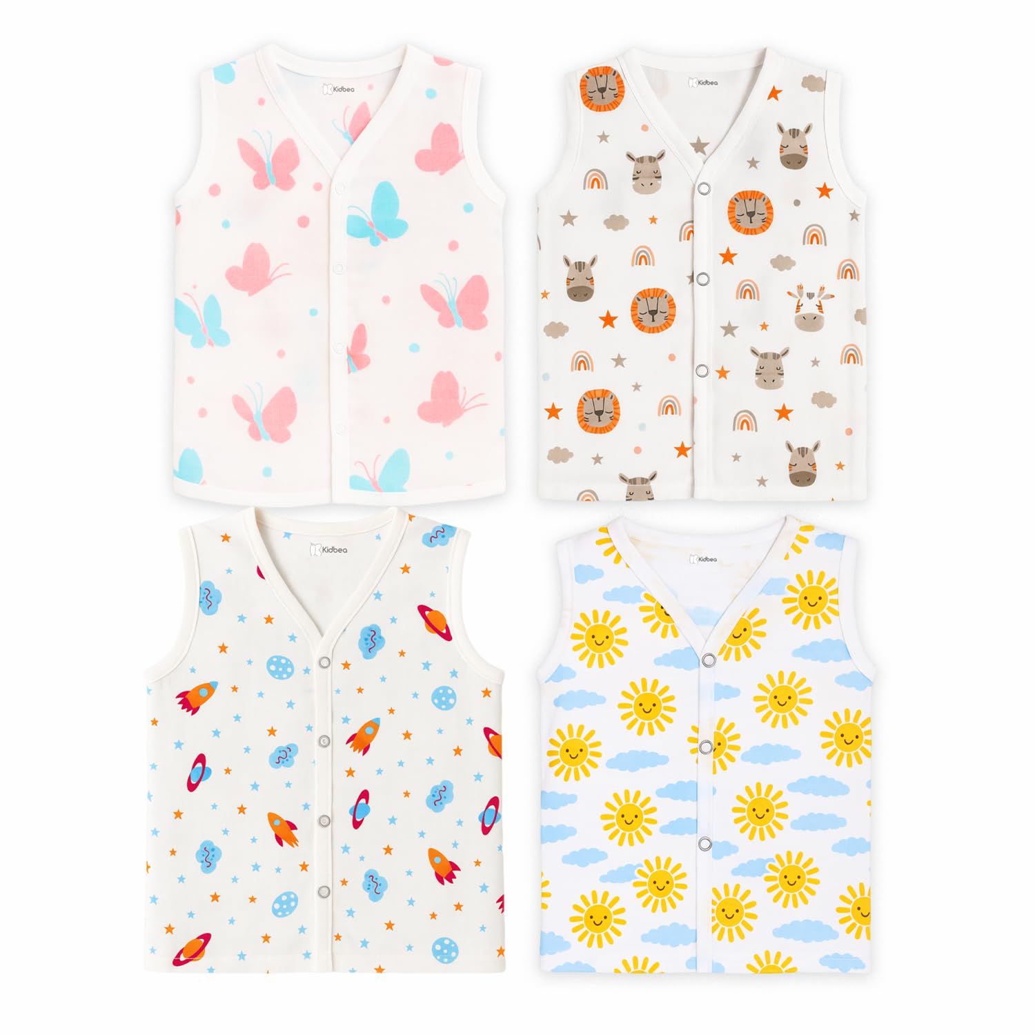 Newborn Baby Muslin Cotton Jhabla Vest | Soft Lightweight Cute Printed Baby Clothes with Button Closure | Sleeveless Summer Wear-image-40
