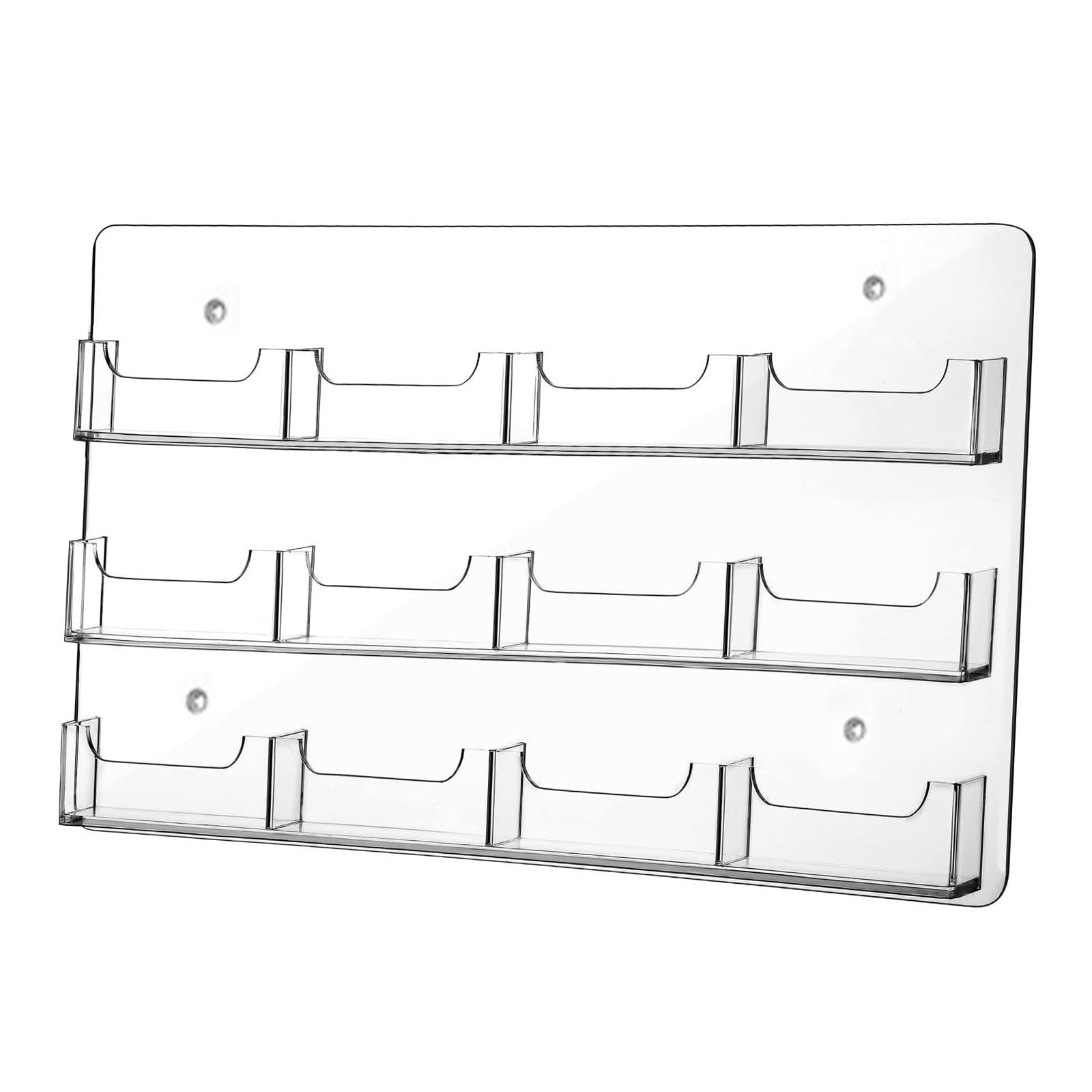Fiocias Acrylic Business Card Holder, Wall Mounted, Holder, Storage Stand with PreDrilled Holes, Made of Clear Acrylic for Company Reception, 12 Pockets