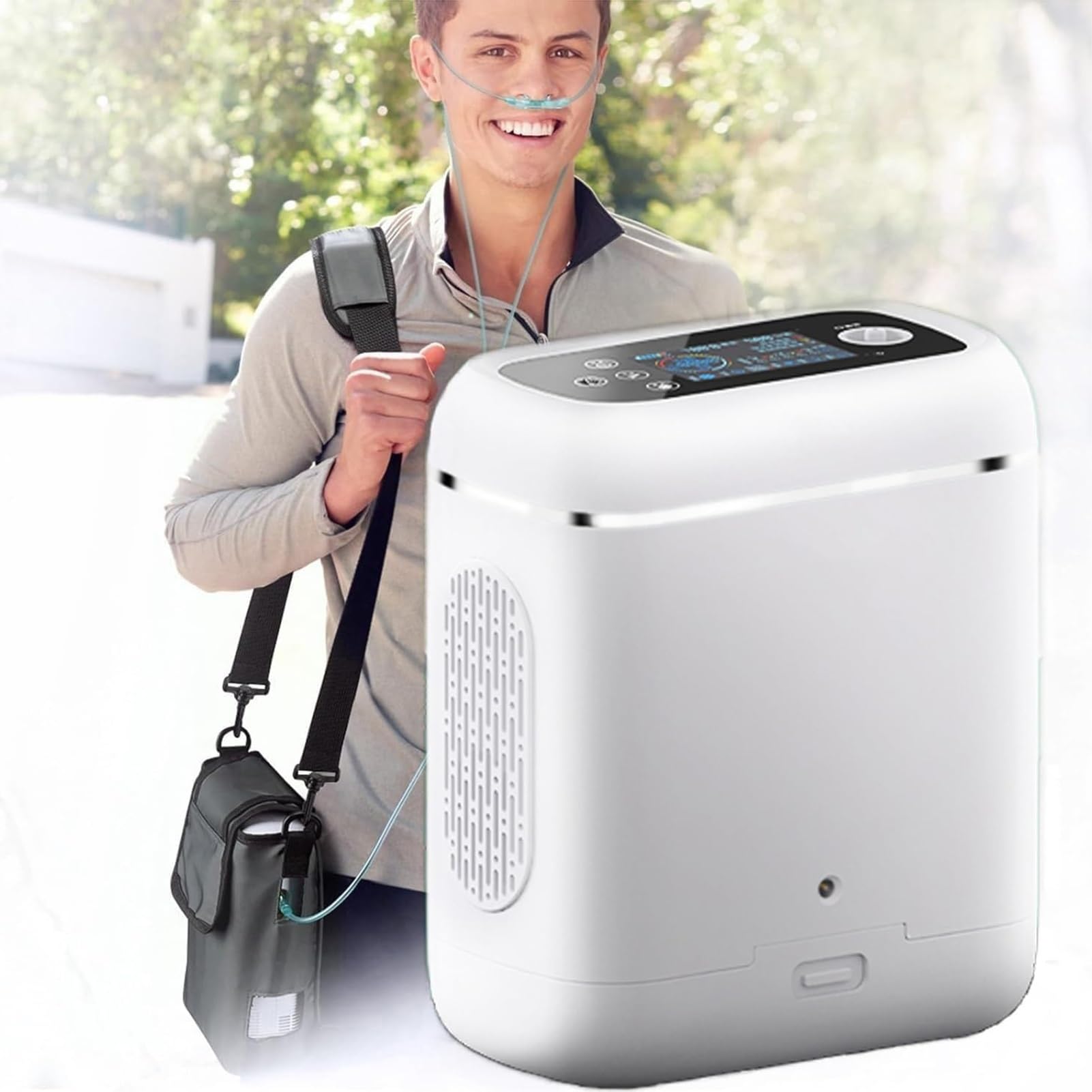 Concentratore di Ossigeno Portatile da Viaggio 1-5 Litri, Macchina per Ossigeno Leggera a Doppia modalità, generatore di Ossigeno per Uso Domestico, purificatore d'Aria per Auto