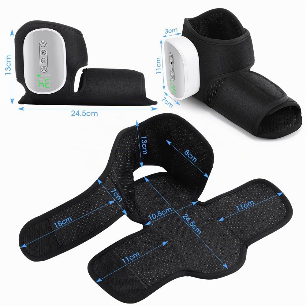 Elektrisch Fußmassagegerät Luftkompression, Kabelloses Fussmassagegerät mit 3 Intensitätsstufen, 4 Heizstufen und 4 Airbag-Massagestufen, Timer, 3000mAh Akku