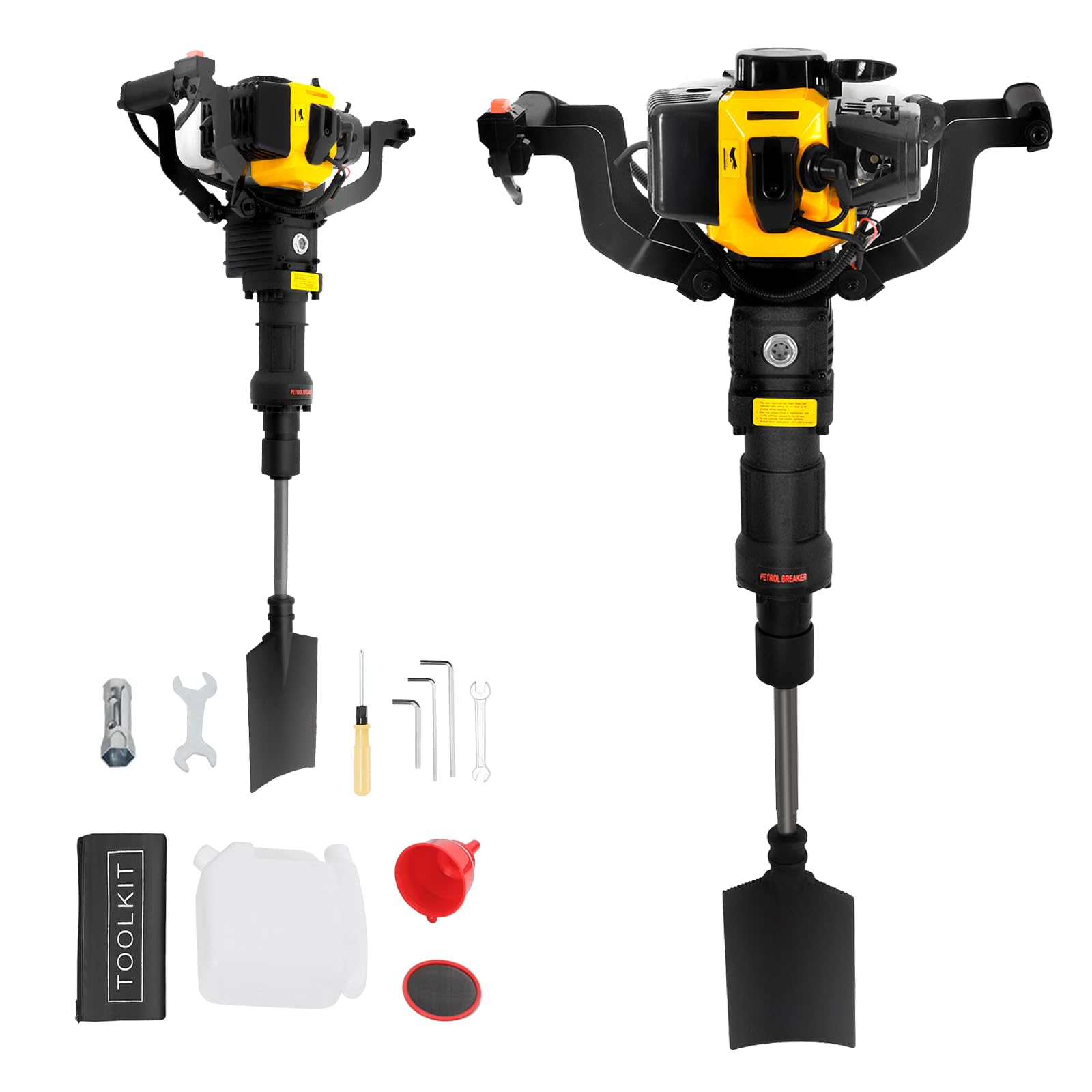 Pelleteuse à essence 52 CC à 2 temps avec pelle de 21 cm