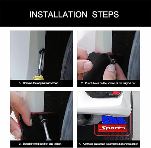 Miniatura 6 de 4 piezas de guardabarros para coche deportivo con herrajes para la parte delantera y trasera del coche, sin colisión, con protección contra