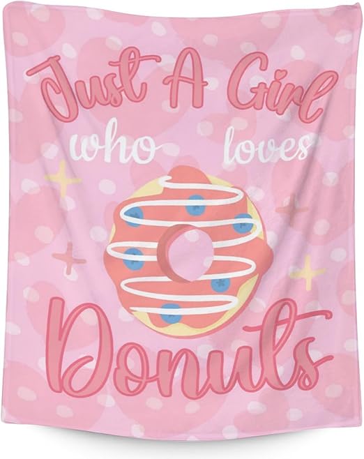 Girls Blanket - 60"x80" Cute Donut Throw Blanket Gifts for Girls - Pink Soft Fuzzy Doughnut Blanket for Bed, Couch & Living Room