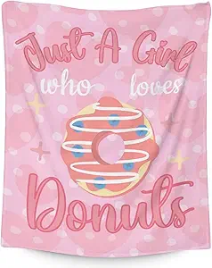 Girls Blanket - 60"x80" Cute Donut Throw Blanket Gifts for Girls - Pink Soft Fuzzy Doughnut Blanket for Bed, Couch & Living Room