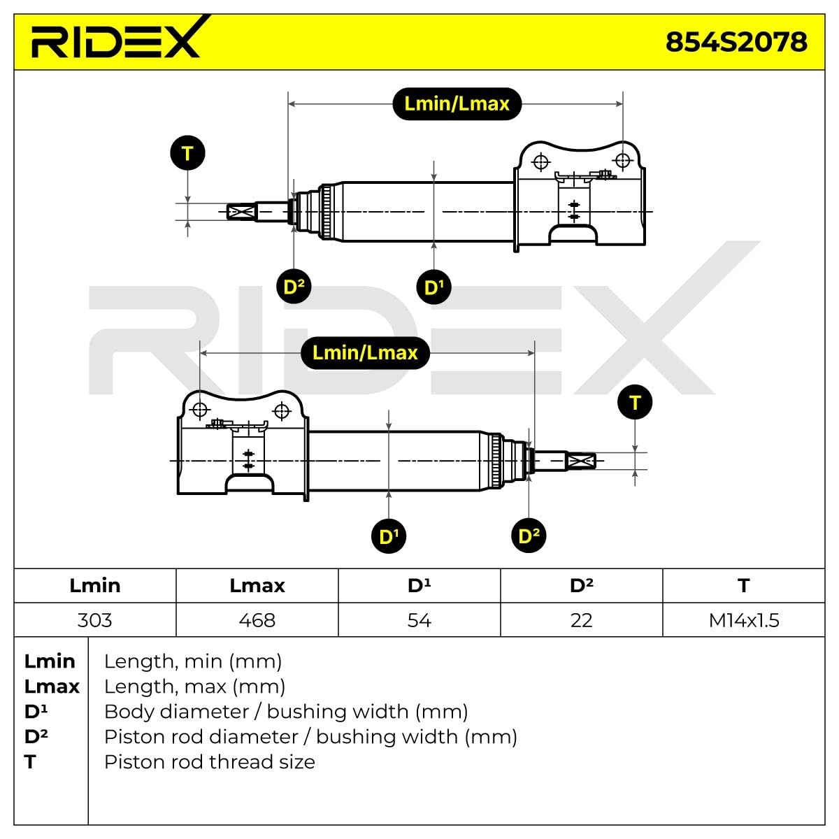 RIDEX 854S2078 2x Amortiguador Delantero Compatible con SUZUKI Grand Vitara I SUV FT, HT