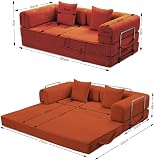 GEDTECH Divano 3 posti convertibile Lila in velluto a coste Ocre, modulabile, confortevole, struttura in metallo, convertibile, multifunzione, moderno e personalizzabile - 2