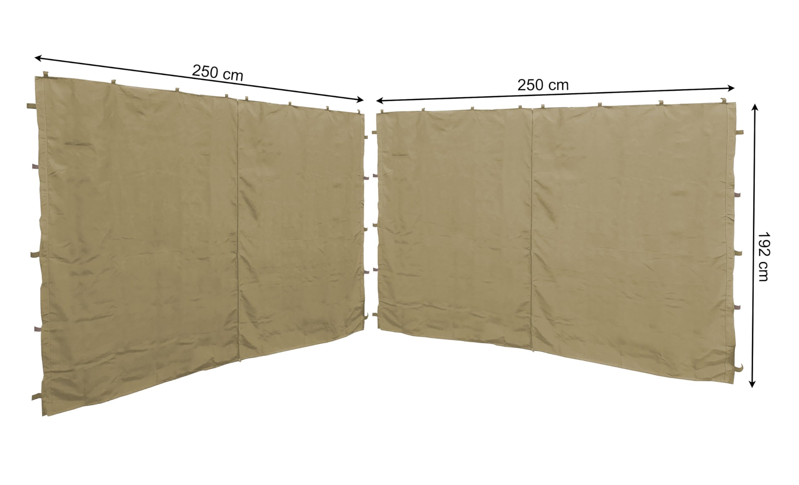 QUICK STAR Lot de 2 parois latérales avec Fermeture Éclair 250 x 192 cm pour tonnelle Nice 3 x 3 m Paroi latérale Sable RAL 1001