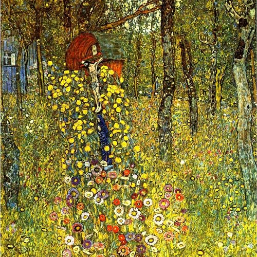 Toile Jardin avec crucifix Klimt pour une décoration poétique