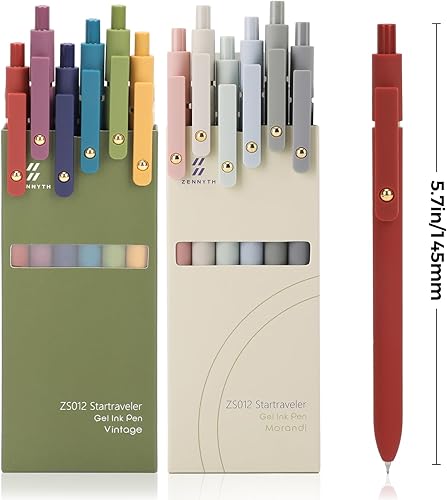 Miniatura 8 de Bolígrafos de gel, 10 bolígrafos de tinta negra de secado rápido de 0.020 in, bolígrafos de escritura suave, bonitos suministros escolares de