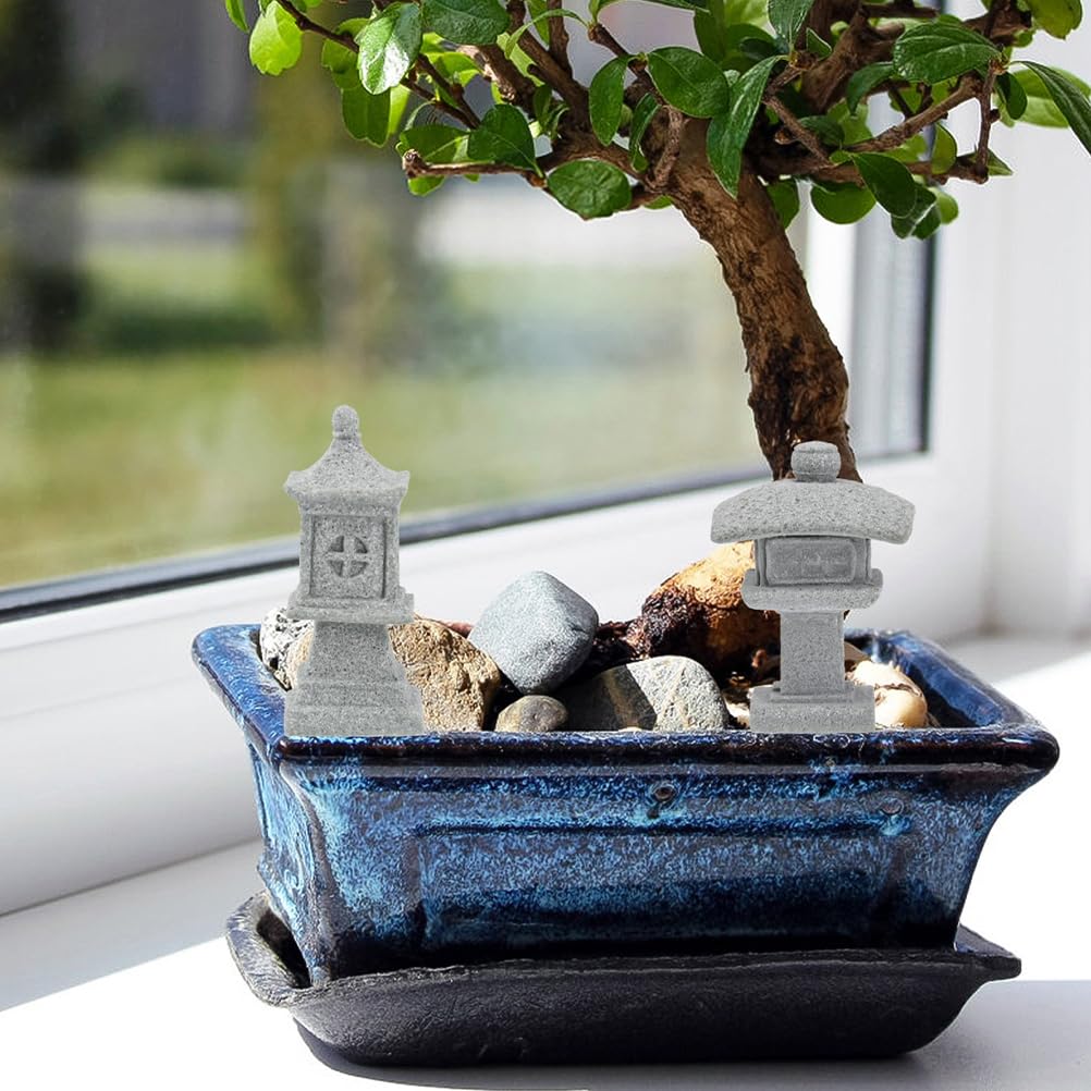 Operitacx 3PCS Miniatur Pagoden Statue Set Für Zen Garten, Bonsai, Aquarium, Japanische Gartendeko, Handgefertigte Steinlaternen Für Innen- Und Außendekoration