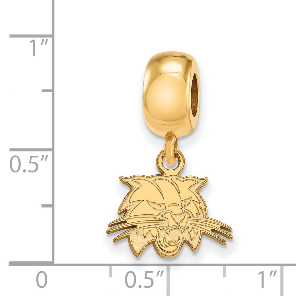 Ohio University Bobcats School Mascot Dangle Charm Bead in Gold Plated Sterling Silver 10 mm x 13 mm