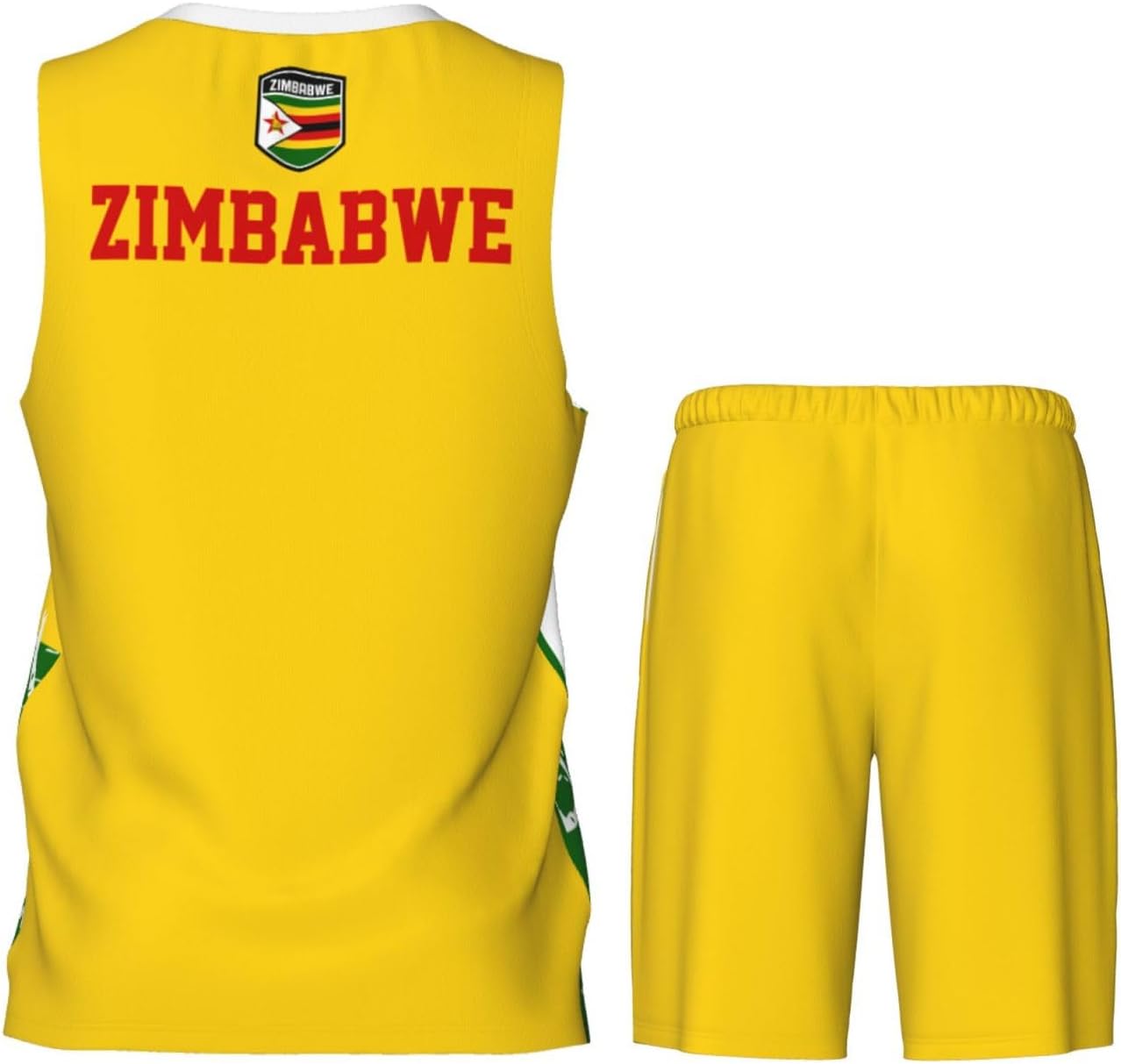Zimbabwe Flag Grain (3) Basketball Jersey Uniform Suit for Men Adults Training Athletic Set