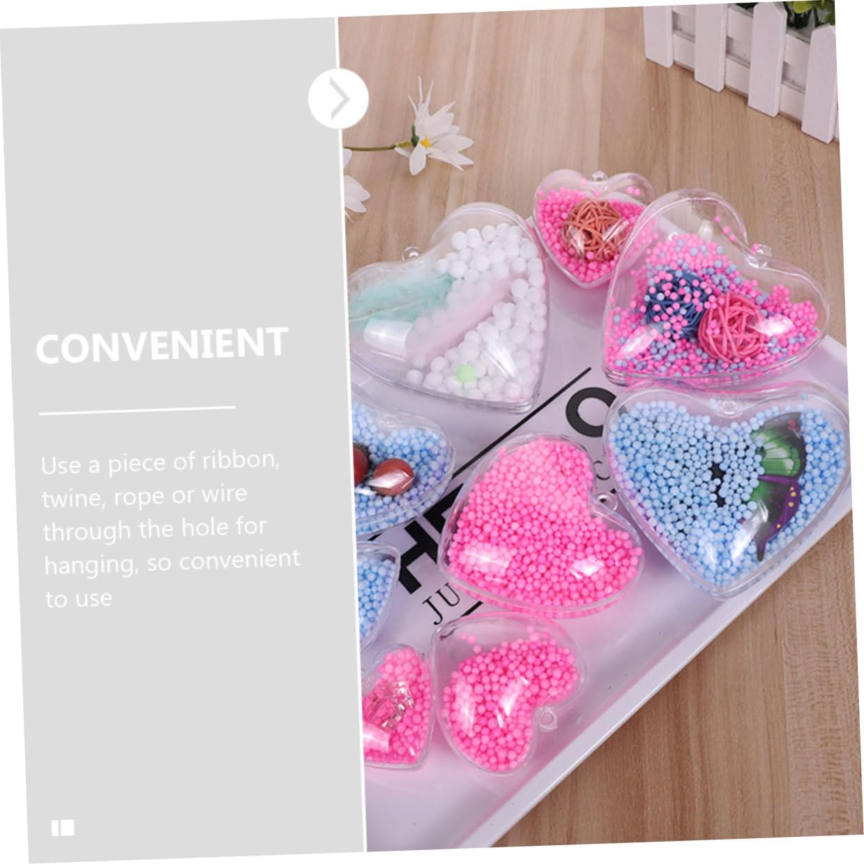 Bolas de Adorno Colgantes Transparentes en Forma de Corazón 10 CM 12 Piezas Bolas Rellenables para Decoración de San Valentín Navidad y Bodas