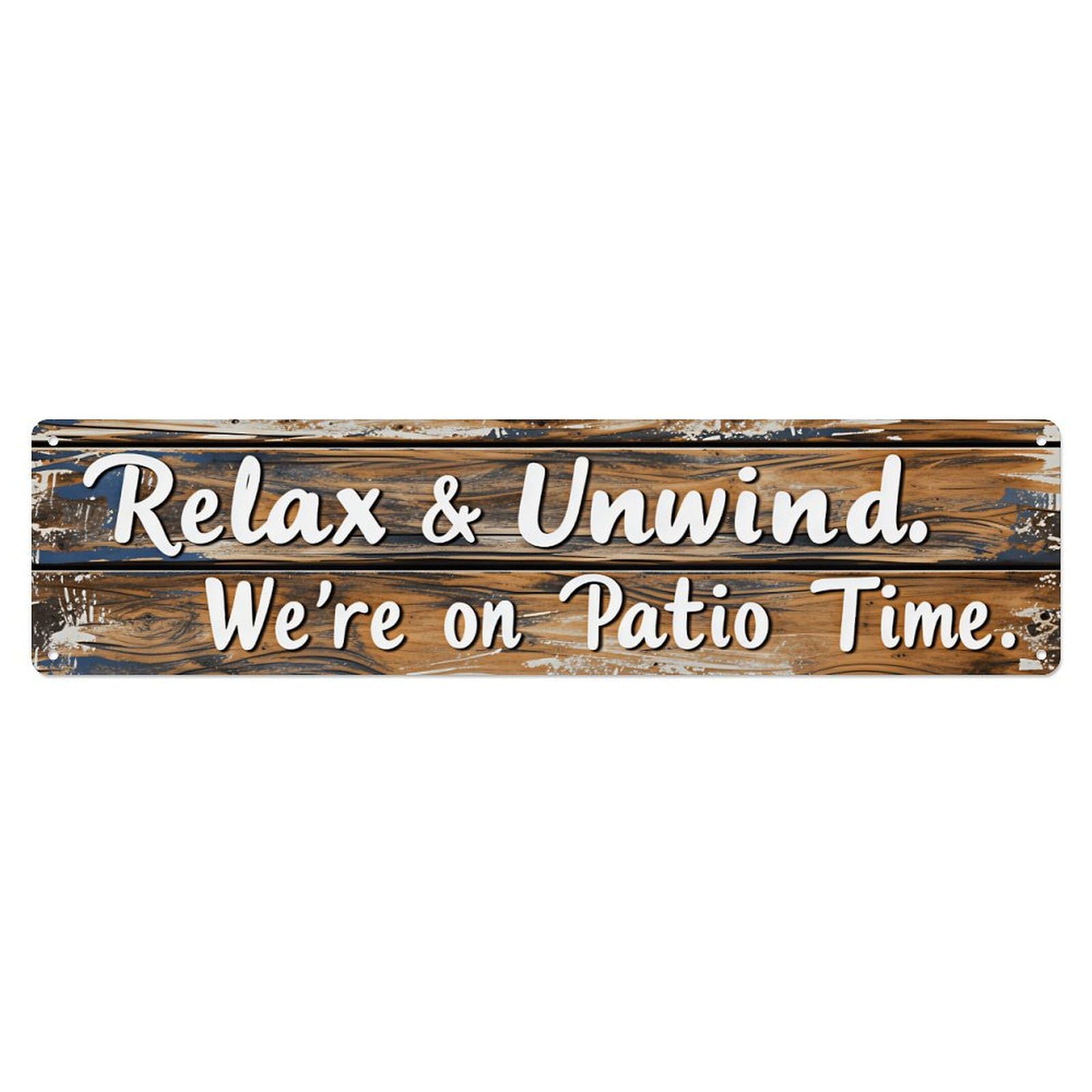 Ldfuieksufg Style Rectangle Rustic Wood Relax Unwind Patio Time Quote Metal Sign Vintage Aluminium Metal Sign, Retro Wall Decor For Home, Bar, Garage & Farmhouse 10 * 40Cm