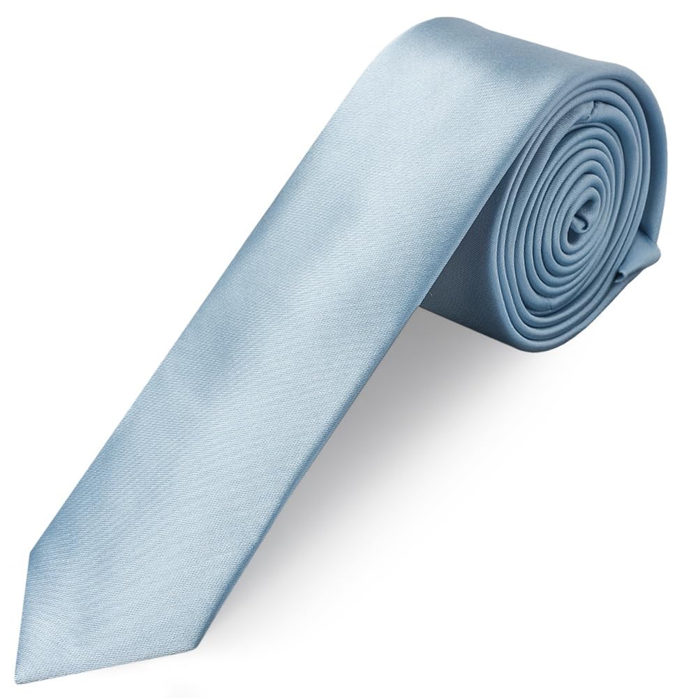 Ties R Us Men's Light Blue Plain Skinny Tie