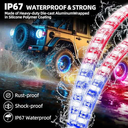 Image of 4PCS 14 inch Multi Color LED Wheel Ring Lights w /Dual Control for Trucks Cars