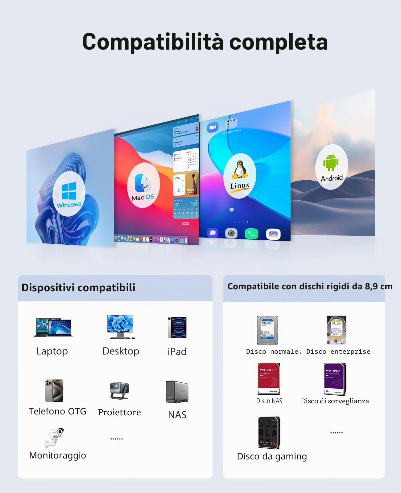 ORICO Docking Station per Disco Rigido Alluminio da 3,5 Pollici SATA a USB 3.0, 4 Slot per SSD/HDD, con Alimentatore e Ventola, Compatibile con MacOS e Windows (9848U3)