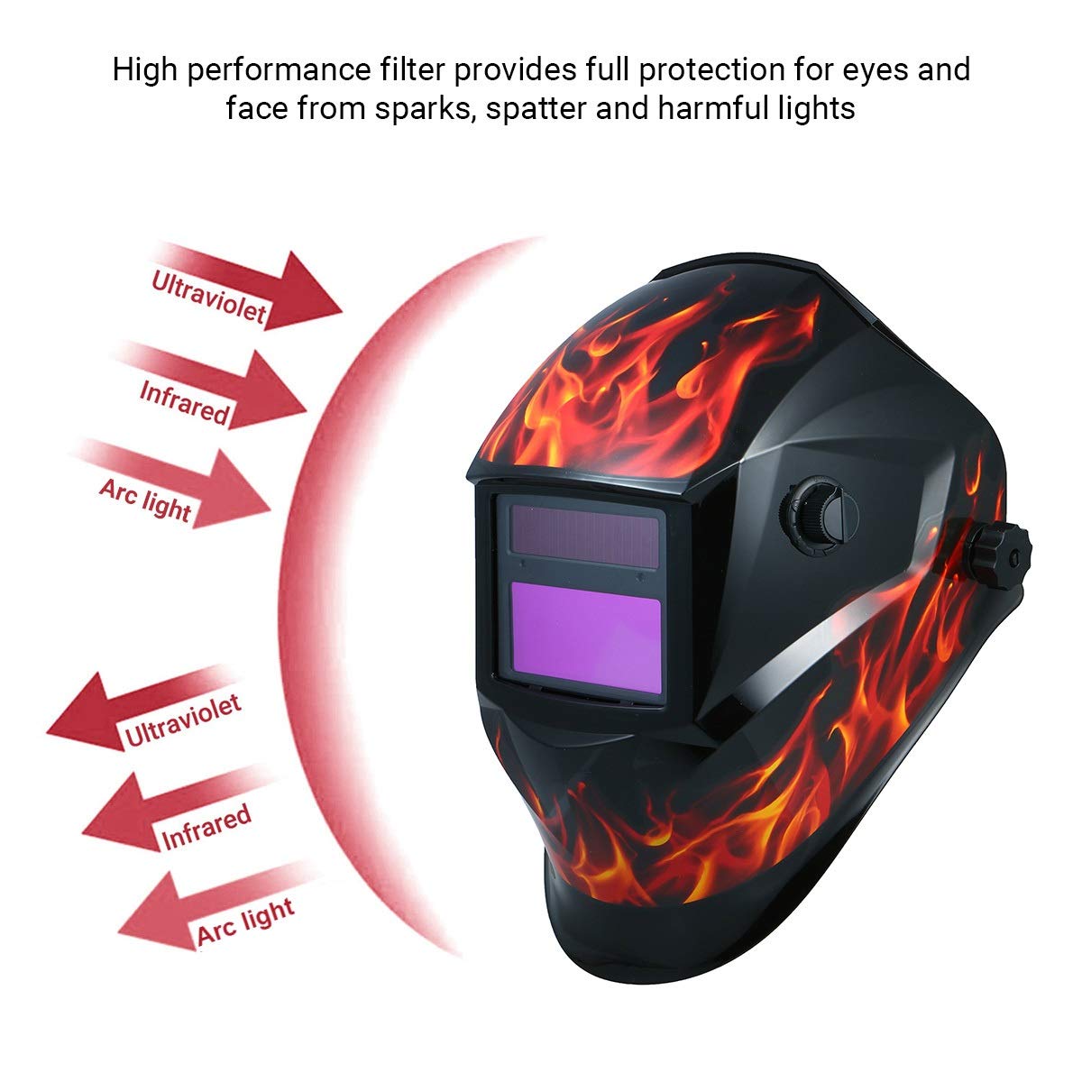 Máscara de soldadura,Casco de soldadura,Máscara de soldador,Casco de soldadura Casco de soldadura Casco protector de oscurecimiento automático con energía solar Máscara de soldadura Escudo con modo de