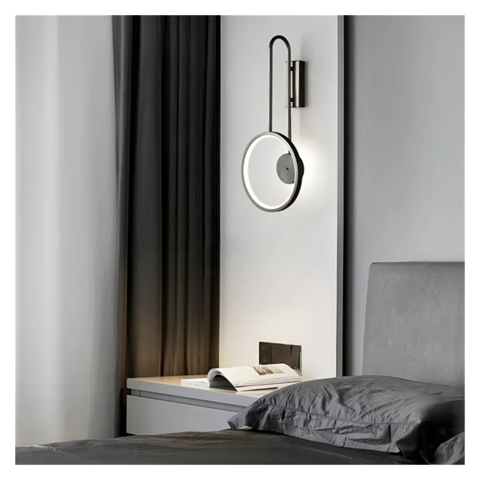 Nordic Contemporary Złoty Mosiężny Kinkiet Led 3 Kolory Prosty Kreatywny Kinkiet Ścienny Do Domu Sypialni Oświetlenie Do Sypialni Złoty-D25 Cm * H55 Cm Złoty-D25 Cm * H55 Cm