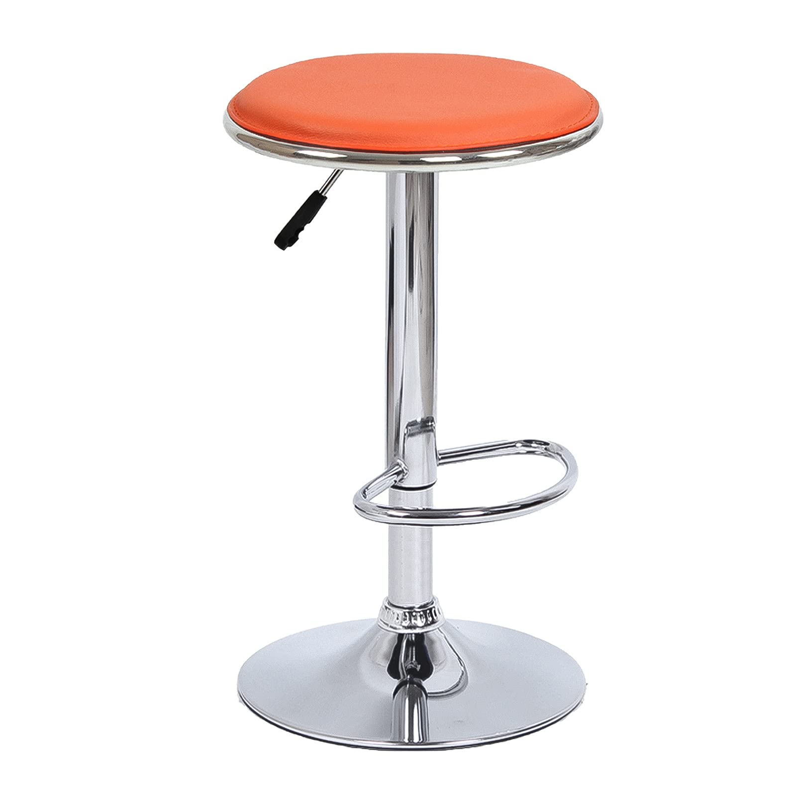 IUokLU Modern Round Swivel Bar Stool with Adjustable Height for Bar Counters Certified Air Rod Rotatable Seat Surface Sleek Design for Comfortable Sitting(Orange-1 Size)