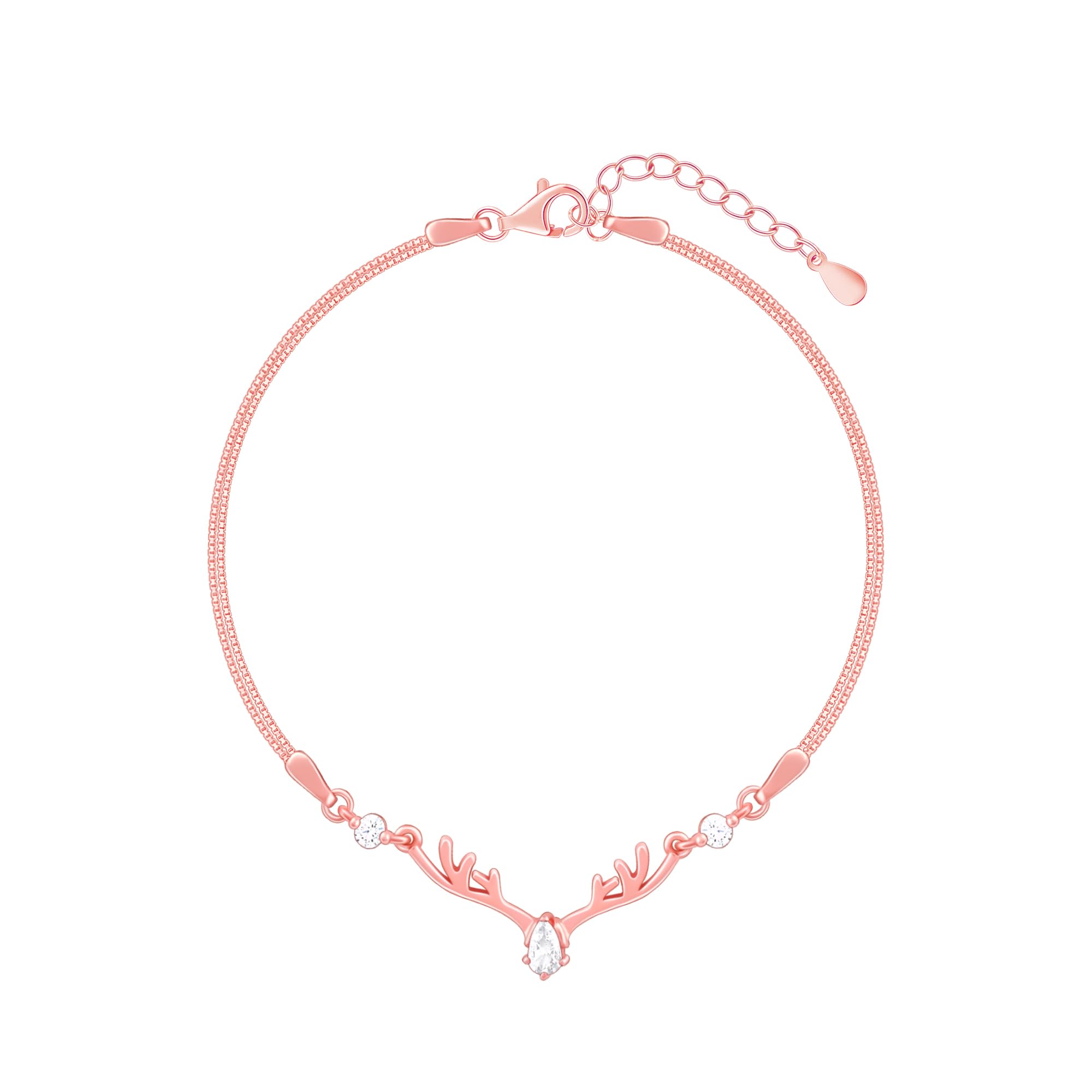 925 Silver Deer Heart Bracelet, Adjustable | Gifts for Women and Girls | With Certificate of Authenticity and 925 Stamp | 6 Months Warranty*