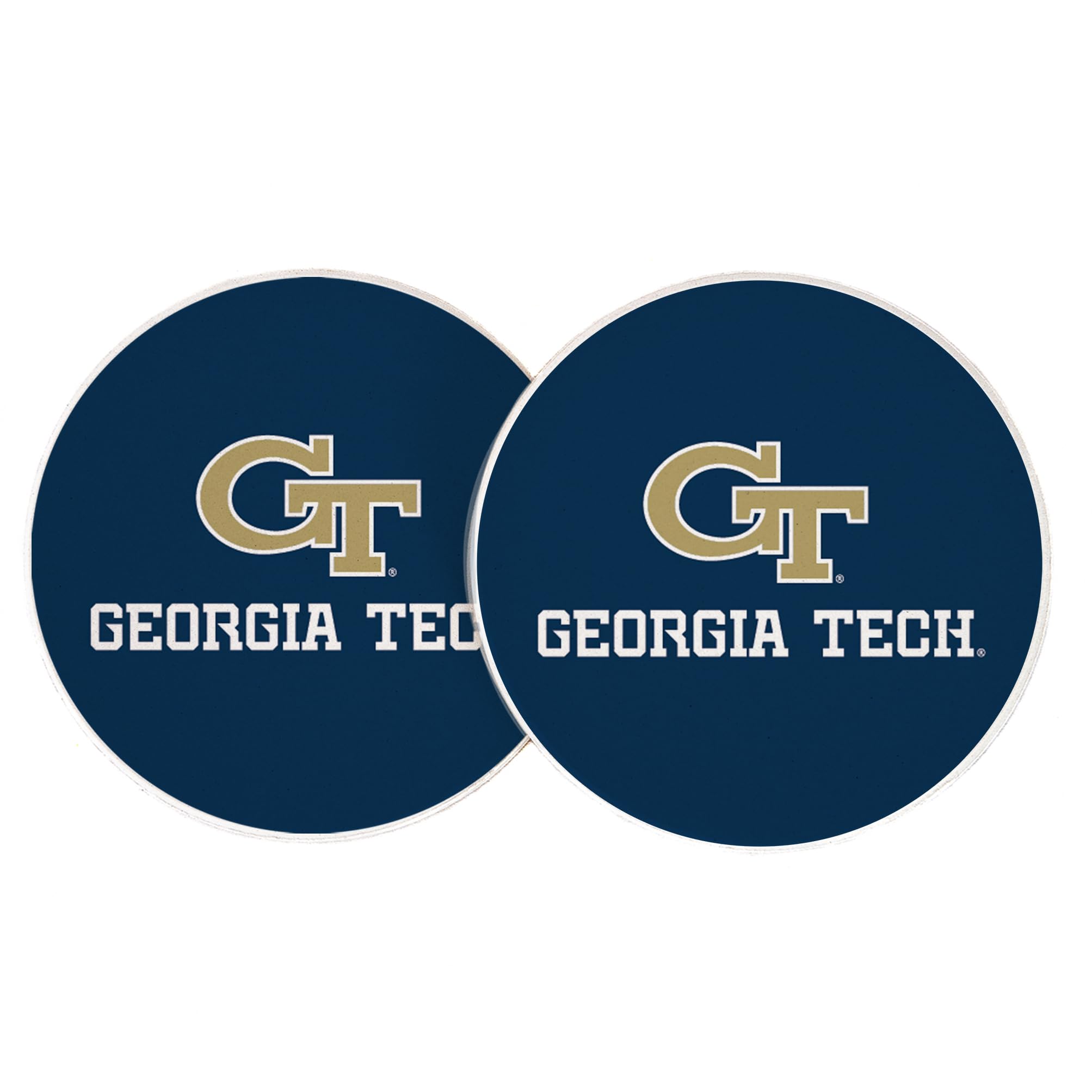Desert Cactus Georgia Tech University Car Coaster Yellow Jackets GT Institute of Technology Absorbent Sandstone Car Cup Coasters Set of 2 (Design A)