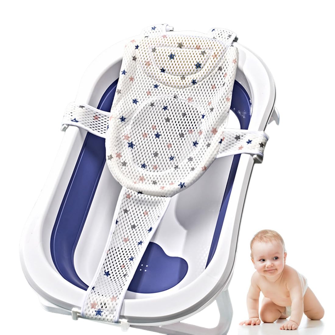 Hamac de Bain pour Bébé Antidérapant, Coussin Baignoire Antidérapant, Filet de Siège Pliable pour Bébé 0 à 36 Mois