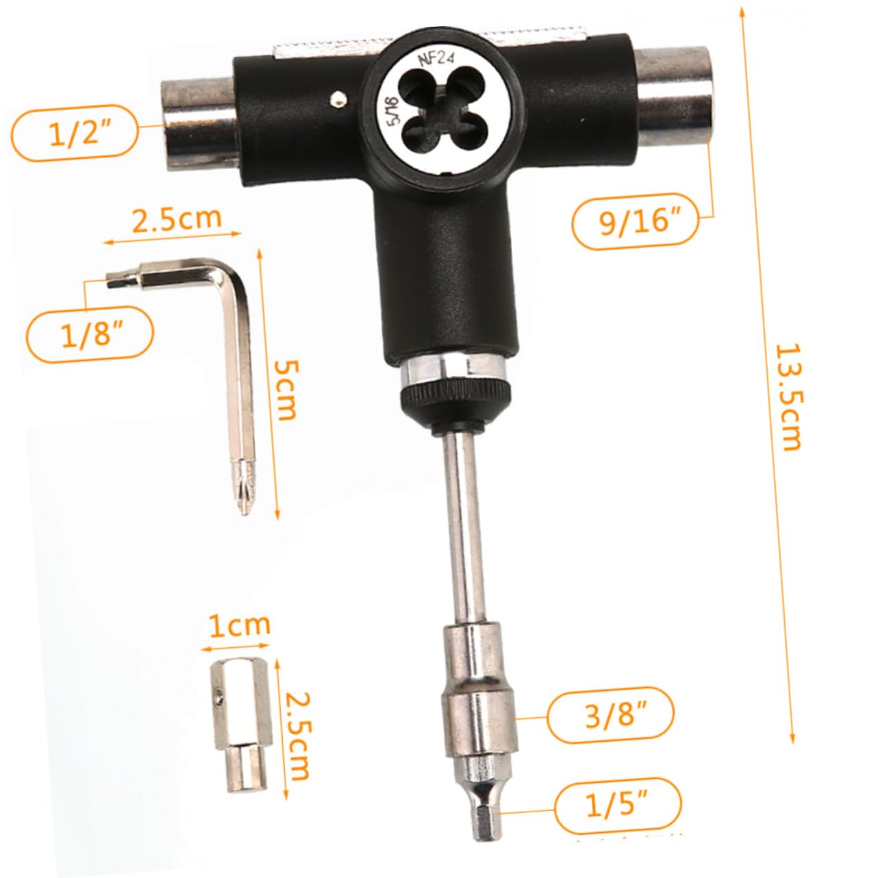 Anneome Mini Skateboard T-Tool Skateboard Hardware Kit Universal Skate Tool for and Cruisers