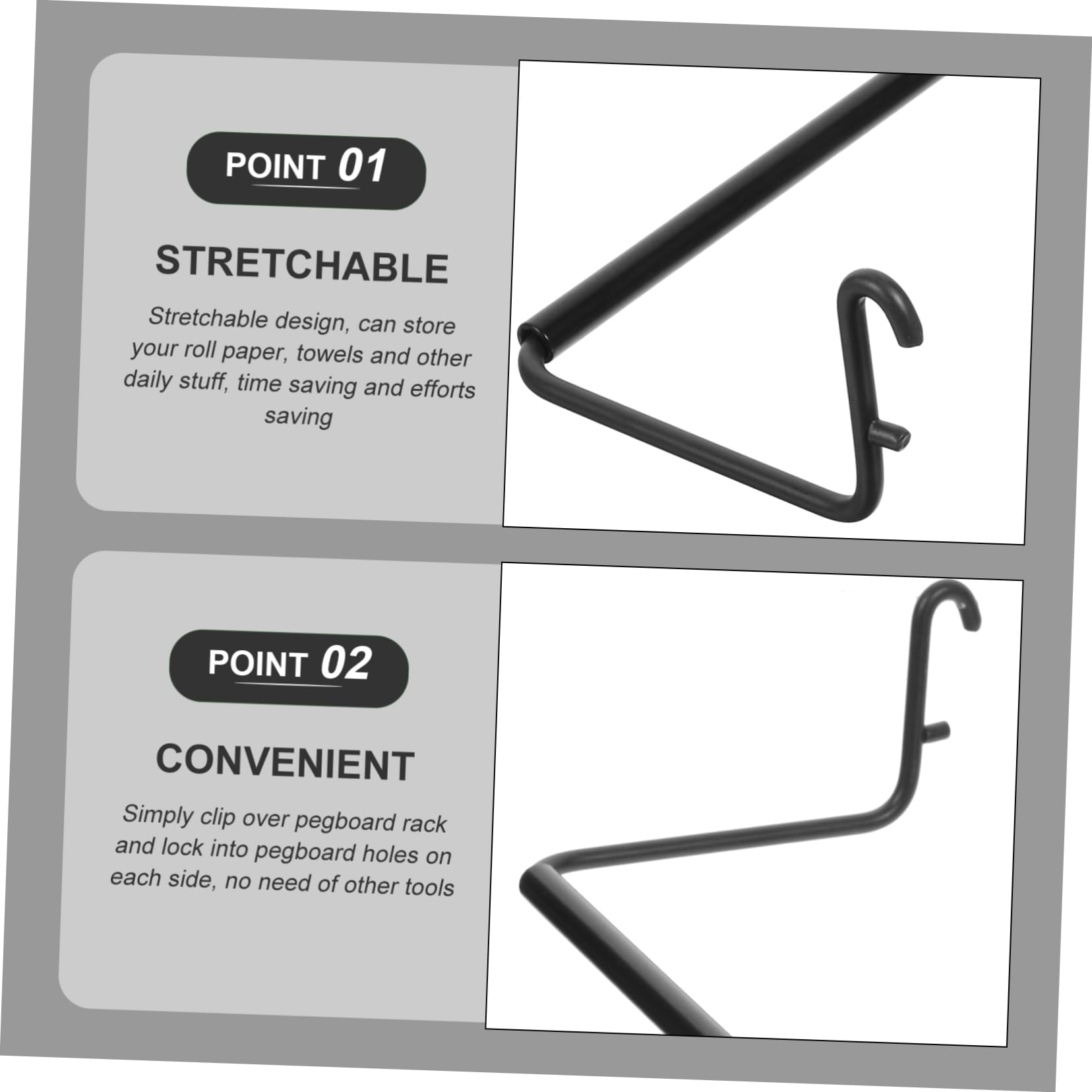 PartyKindom Perforated Paper Roll Holder Peg Board Paper Towel Holder Towel Hook Towel Rack Tabletop Accessories Hooks Metal Pegboard Towel Holder Pegboard Towel Hangers Stainless Steel Black