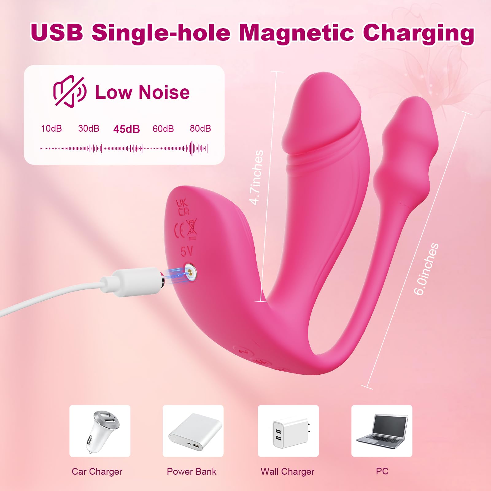 MIDUSHA Sex Toys - Vibrator Dildo and Anal Plug 3 in 1, App and Remote Control Vibrator with 6x6x6 Modes, Butterfly Wearable Panty Vibrators & G Spot Vibrator, Adult Sex Toys & Games for Women(Purple): Rose
