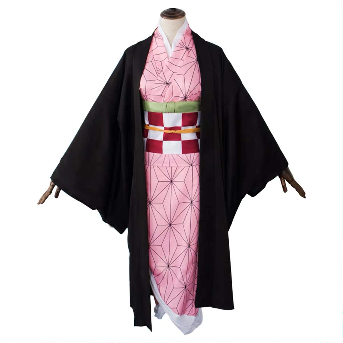 Sword Valley Cosplay Costume Agatsuma Zenitsu Kimono Outfit from Japanese Anime Demon Slayer, Adult Version