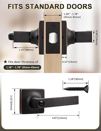 Miniatura 4 de Mengico Paquete de 2 cerraduras de palanca de puerta, manija de puerta negra con cerradura, cerradura de puerta interior de privacidad (para