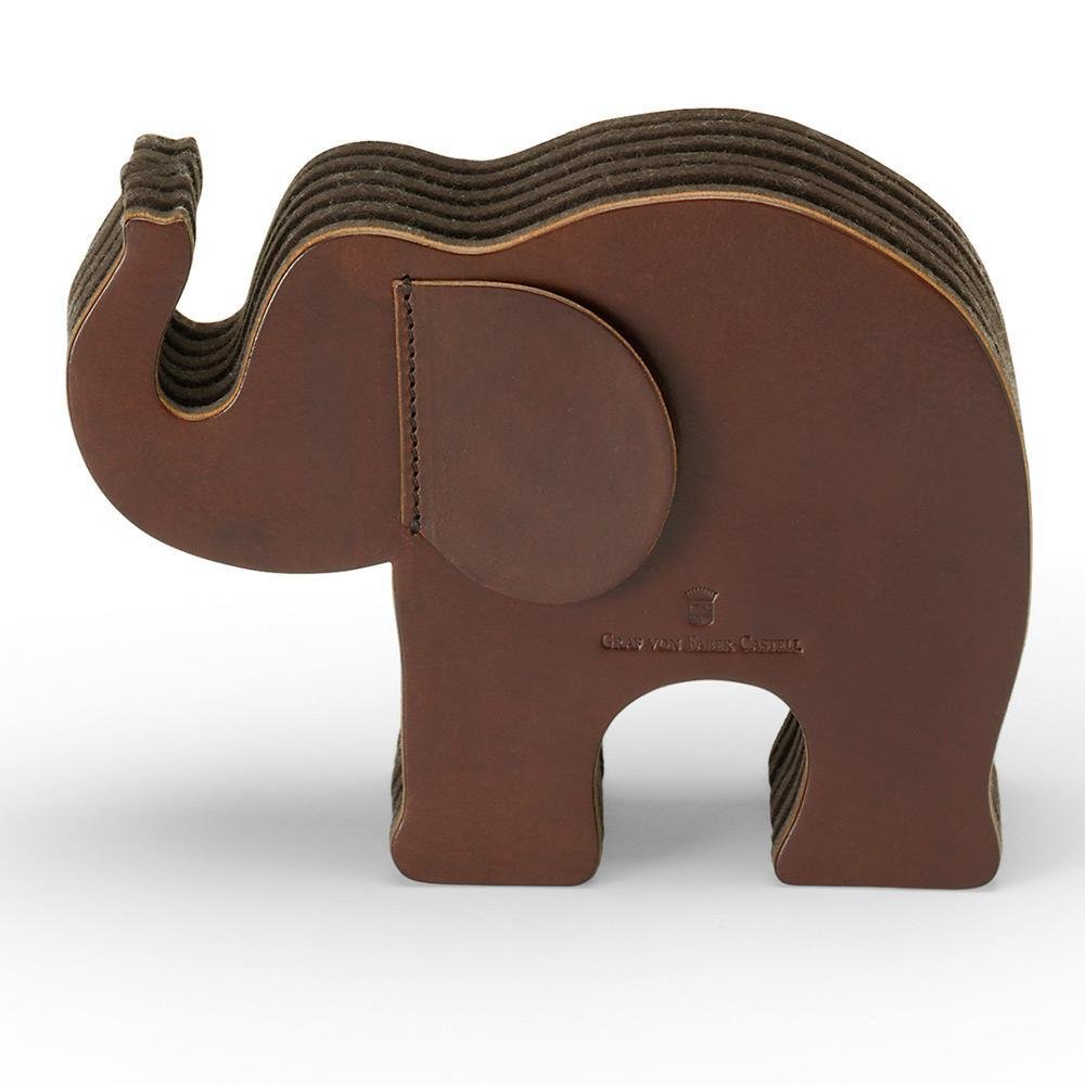Graf von Faber-Castell - Portapenne Elefante in pelle di vitello, taglia S | In pelle di vitello italiana con 12 matite colorate Polychromos e tre scomparti per pennarelli