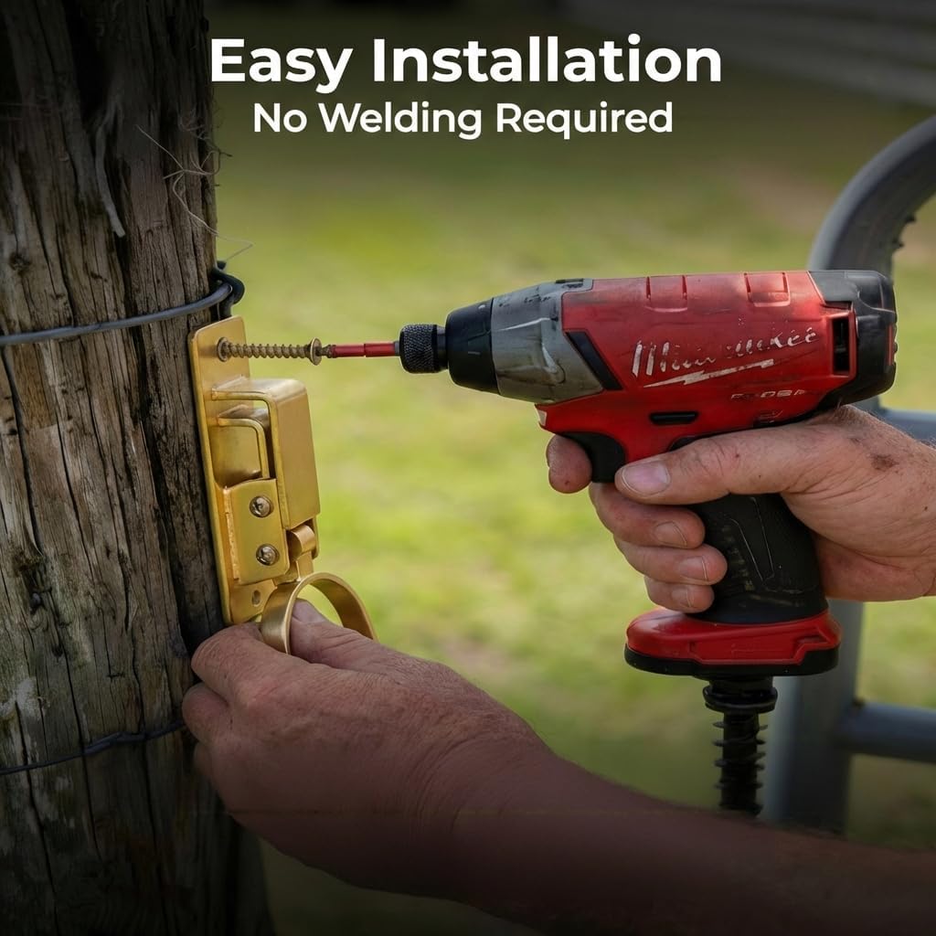 Heavy Duty Gate Latch for Farm & Ranch Gates, One Hand Automatic Spring Lock, Instant Self Locking Gate Latch for Metal Pipe, Wood & Backyard Fence Gates, Rust Resistant Easy Install