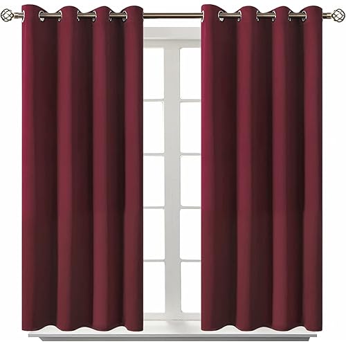 BGment Blackout Curtains for Bedroom - Grommet Thermal Insulated Room Darkening Curtains for Living Room, Set of 2 Panels (52 x 54 Inch, Burgundy)